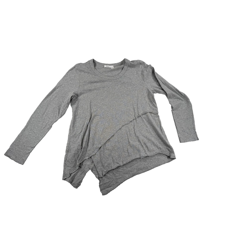 NWT Wilt‎ Women's Size S Three-Quarter Sleeve Cross Over Hem Shirt in Gray